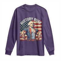 Funny George Washington Weightlifting History Buff Long Sleeve Shirt 4th of July Patriotic - Wonder Print Shop