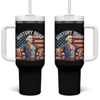 Funny George Washington Weightlifting History Buff Tumbler With Handle 4th of July Patriotic - Wonder Print Shop