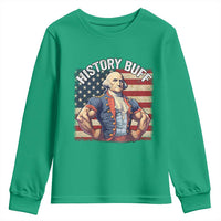 Funny George Washington Weightlifting History Buff Youth Sweatshirt 4th of July Patriotic - Wonder Print Shop