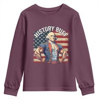 Funny George Washington Weightlifting History Buff Youth Sweatshirt 4th of July Patriotic - Wonder Print Shop