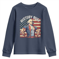 Funny George Washington Weightlifting History Buff Youth Sweatshirt 4th of July Patriotic - Wonder Print Shop