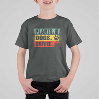 Plants Dogs Coffee T Shirt For Kid Retro Gardening And Dog Lover - Wonder Print Shop