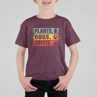 Plants Dogs Coffee T Shirt For Kid Retro Gardening And Dog Lover - Wonder Print Shop