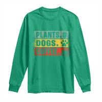 Plants Dogs Coffee Long Sleeve Shirt Retro Gardening And Dog Lover - Wonder Print Shop
