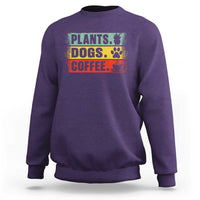 Plants Dogs Coffee Sweatshirt Retro Gardening And Dog Lover - Wonder Print Shop
