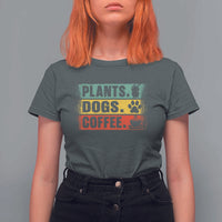 Plants Dogs Coffee T Shirt For Women Retro Gardening And Dog Lover - Wonder Print Shop