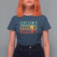 Plants Dogs Coffee T Shirt For Women Retro Gardening And Dog Lover - Wonder Print Shop