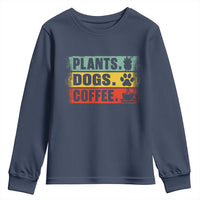 Plants Dogs Coffee Youth Sweatshirt Retro Gardening And Dog Lover - Wonder Print Shop