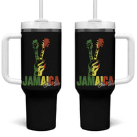 Jamaica One Love Reggae Music Tumbler With Handle Rasta Peace Hand Guitar - Wonder Print Shop