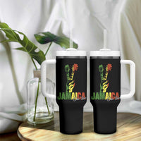 Jamaica One Love Reggae Music Tumbler With Handle Rasta Peace Hand Guitar - Wonder Print Shop