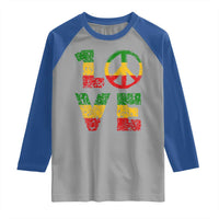 One Love Jamaica Raglan Shirt Reggae Music Peace Sign Rastafarian - Wonder Print Shop