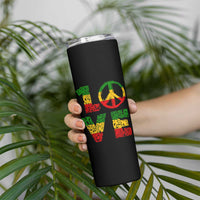 One Love Jamaica Skinny Tumbler Reggae Music Peace Sign Rastafarian - Wonder Print Shop