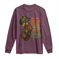 Haile Selassie Quotes Long Sleeve Shirt History Teaches Us That Unity Is Strength Rasta Lions of Judah - Wonder Print Shop