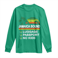 Jamaican Travel Vacation Trip Long Sleeve Shirt Jamaica Bound Luggage Passport No Kids - Wonder Print Shop