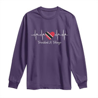 Trinidad And Tobago Heartbeat ECG Pulse Trinidadian Flag Long Sleeve Shirt - Wonder Print Shop
