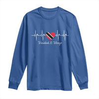 Trinidad And Tobago Heartbeat ECG Pulse Trinidadian Flag Long Sleeve Shirt - Wonder Print Shop