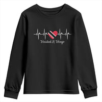 Trinidad And Tobago Heartbeat ECG Pulse Trinidadian Flag Youth Sweatshirt - Wonder Print Shop