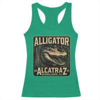 Funny Alligator Alcatraz Racerback Tank Top Florida Everglades Alligatraz Meme 2025 - Wonder Print Shop