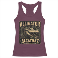 Funny Alligator Alcatraz Racerback Tank Top Florida Everglades Alligatraz Meme 2025 - Wonder Print Shop