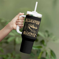 Funny Alligator Alcatraz Tumbler With Handle Florida Everglades Alligatraz Meme 2025 - Wonder Print Shop