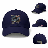 Operation Epic Fury Baseball Cap Military Bomber Jet American Flag