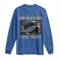Operation Epic Fury Long Sleeve Shirt Military Bomber Jet American Flag