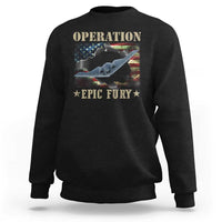 Operation Epic Fury Sweatshirt Military Bomber Jet American Flag