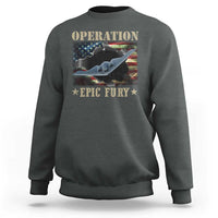 Operation Epic Fury Sweatshirt Military Bomber Jet American Flag
