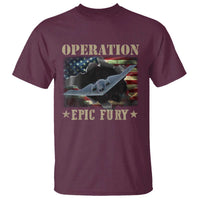 Operation Epic Fury T Shirt Military Bomber Jet American Flag