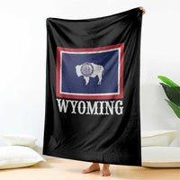 Vintage State of Wyoming Flag Bison Cheyenne Jackson Hole Throw Blanket