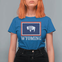 Vintage State of Wyoming Flag Bison Cheyenne Jackson Hole T Shirt For Women