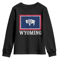 Vintage State of Wyoming Flag Bison Cheyenne Jackson Hole Youth Sweatshirt
