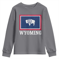 Vintage State of Wyoming Flag Bison Cheyenne Jackson Hole Youth Sweatshirt