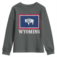 Vintage State of Wyoming Flag Bison Cheyenne Jackson Hole Youth Sweatshirt