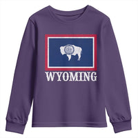Vintage State of Wyoming Flag Bison Cheyenne Jackson Hole Youth Sweatshirt