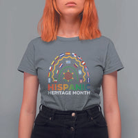 Hispanic Heritage Month T Shirt For Women Hispanic Countries Rainbow Flag Sunflower - Wonder Print Shop