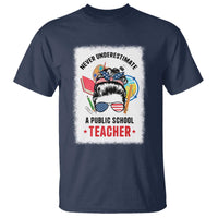 Tim Walz T Shirt Never Underestimate A Public School Teacher Messy Bun - Wonder Print Shop