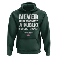 Tim Walz 2024 Hoodie Never Underestimate A Public School Teacher American Flag - Wonder Print Shop