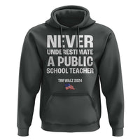 Tim Walz 2024 Hoodie Never Underestimate A Public School Teacher American Flag - Wonder Print Shop