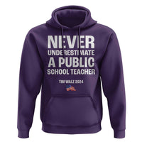 Tim Walz 2024 Hoodie Never Underestimate A Public School Teacher American Flag - Wonder Print Shop