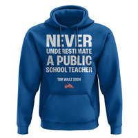 Tim Walz 2024 Hoodie Never Underestimate A Public School Teacher American Flag - Wonder Print Shop
