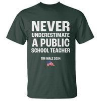 Tim Walz 2024 T Shirt Never Underestimate A Public School Teacher American Flag - Wonder Print Shop