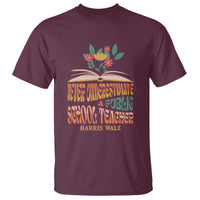Harris Walz T Shirt Never Underestimate A Public School Teacher Floral Book - Wonder Print Shop