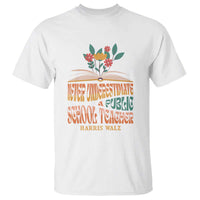 Harris Walz T Shirt Never Underestimate A Public School Teacher Floral Book - Wonder Print Shop