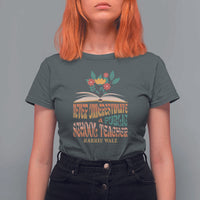 Harris Walz T Shirt For Women Never Underestimate A Public School Teacher Floral Book - Wonder Print Shop
