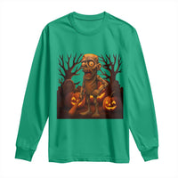 Funny Halloween Zombie Tung Tung Sahur Long Sleeve Shirt Italian Brainrot Meme - Wonder Print Shop