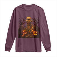 Funny Halloween Zombie Tung Tung Sahur Long Sleeve Shirt Italian Brainrot Meme - Wonder Print Shop