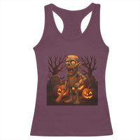 Funny Halloween Zombie Tung Tung Sahur Racerback Tank Top Italian Brainrot Meme - Wonder Print Shop