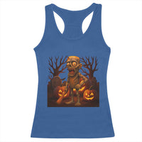 Funny Halloween Zombie Tung Tung Sahur Racerback Tank Top Italian Brainrot Meme - Wonder Print Shop