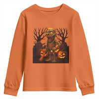 Funny Halloween Zombie Tung Tung Sahur Youth Sweatshirt Italian Brainrot Meme - Wonder Print Shop
